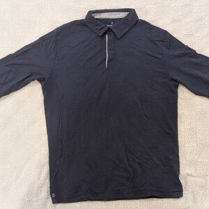 Tommy John Men's Second Skin Long Sleeve Polo Size Medium Dress Blues